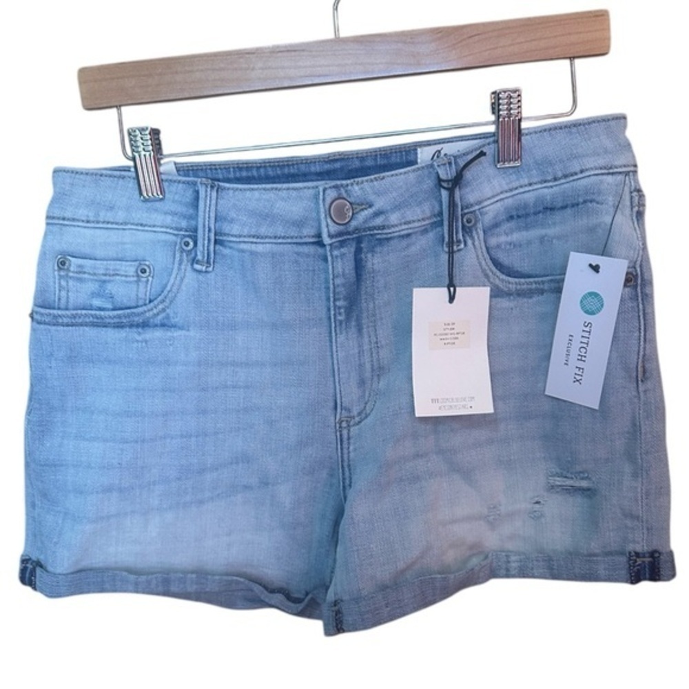 Cosmic Blue Love Riptide Denim Jean Distressed Light Wash Shorts 29 8 NWT